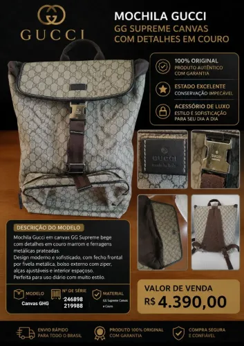 MOCHILA GUCCI GG SUPREME CANVAS - SEMINOVA