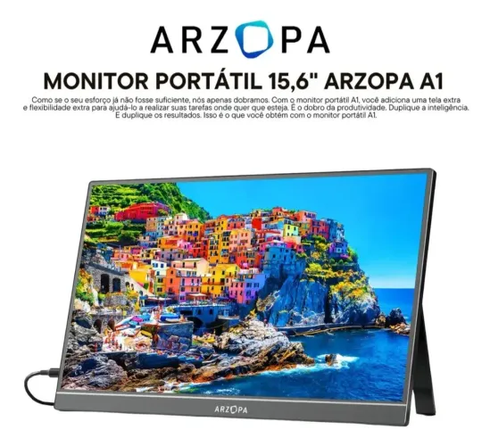 Monitor portátil arzopa 15,6 polegadas