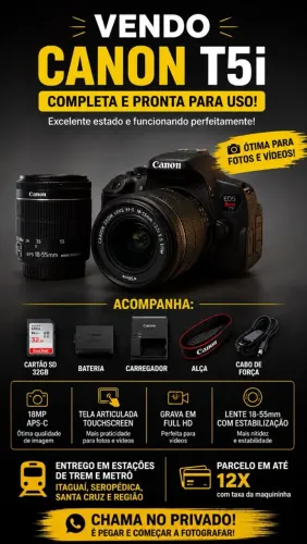 ? CANON T5i + 18-55mm ? PRONTA PARA USO!