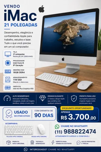 iMac 21,5 polegadas usado em excelente estado