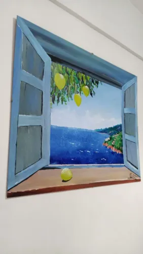 Lindo Quadro Decorativo Artesanal Pintado a Mão Por FELIPE SANTOS 90X60cm  2026