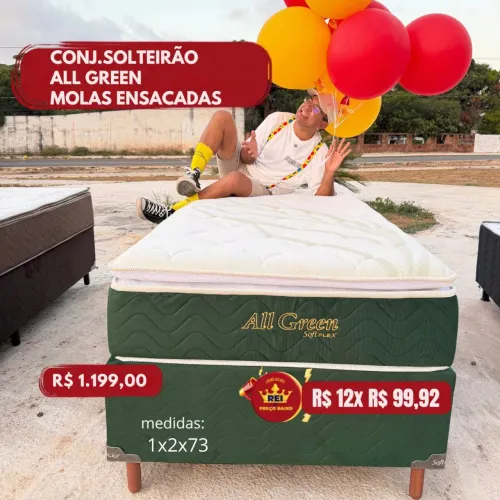 PROMOÇÃO URGENTE - Cama SOLTEIRÃO com Molas Ensacadas All Green Disponível 