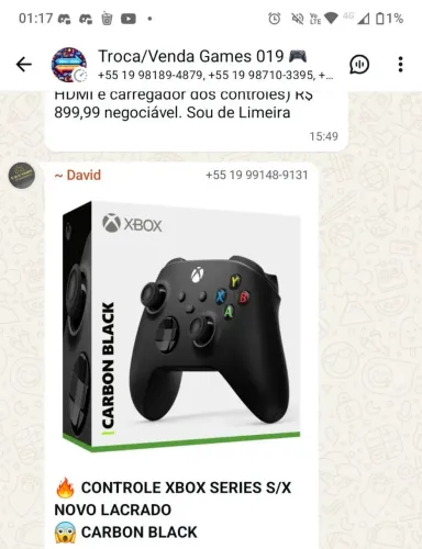CONTROLE XBOX SERIES S/X NOVO LACRADO