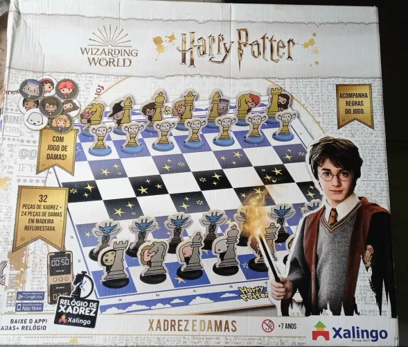 Jogo Xadrez e Damas Harry Potter 
