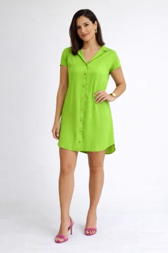 Vestido chemise curto Verde Limão - Tamanho M