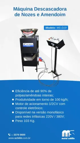 Descascadora quebradora de noz pecã METAL SCHILIN MS-D19