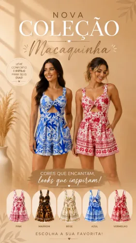 ? Nova coleção de macaquinhos estampados Modelos lindos, leves e super estilosos ?