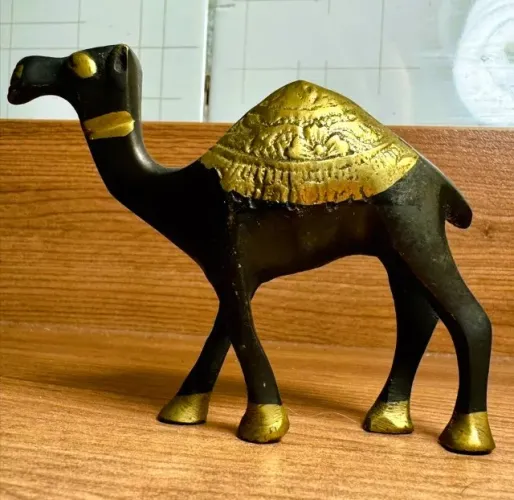 Antiga Escultura Bronze padrão cinzel requintado bronze dourado Camelo Egípcio