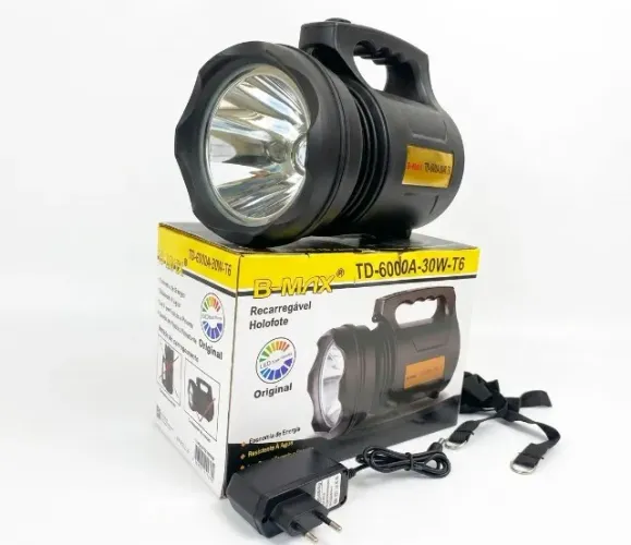 Lanterna LED de Alta Potência Recarregável B-MAX 30W T6 Profissional
