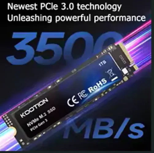SSD NVMe M.2 2280 KOOTION 3500MB/s PCIe x4 novo lacrado loja