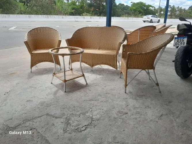 Conjunto de cadeiras terraço lindo novos e em fibra sintetica