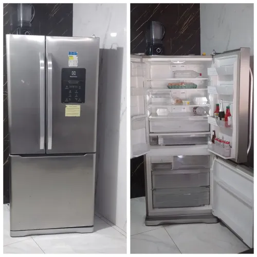 Geladeira inox 3 portas funcionando perfeitamente 2 mil