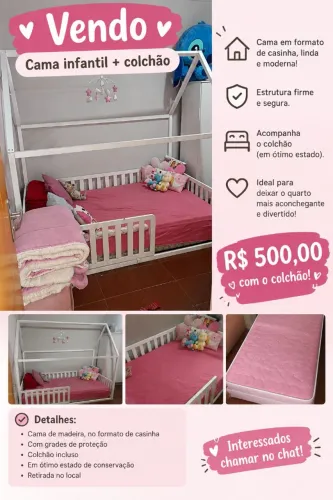Cama montessoriana casal com colchão