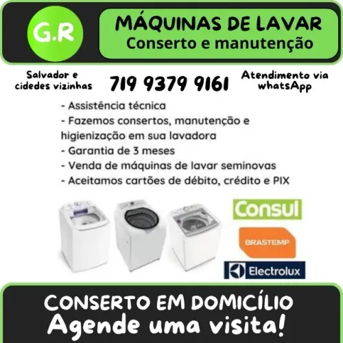 Conserto, Manutenção e venda de máquinas de lavar
