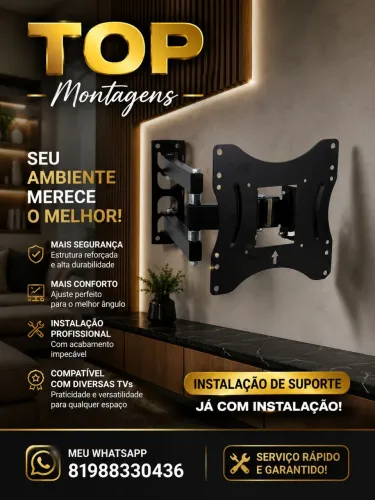 INSTALAÇÃO DE TV COM SUPORTE FIXO INCLUSO