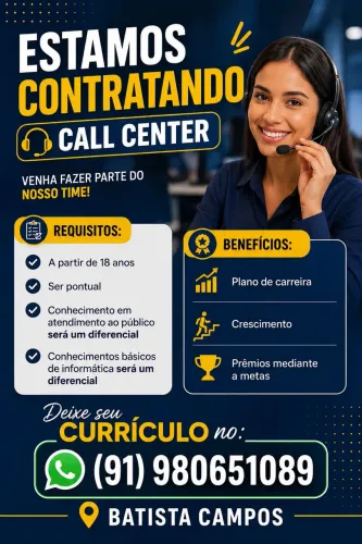 Vagas disponíveis para call center