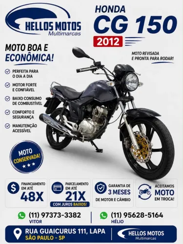 Honda fan 150 2012 aceito moto na troca fin 48x aceito cartão 12 X 18x 1.8% am