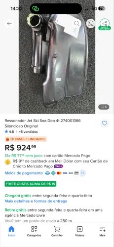 ressonador de exaustão original Sea-Doo BRP