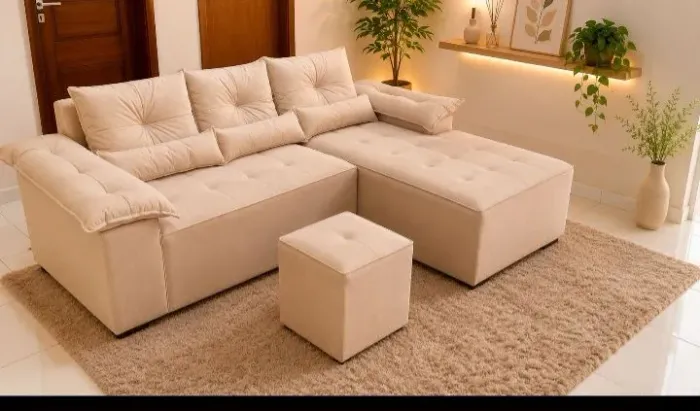 Sofá Ipanema 1,90m, com puff pronta entrega, contato (98)9 *