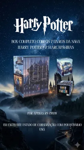 Box completo com os livros 7 livros da saga Harry potter + 2 marca páginas
