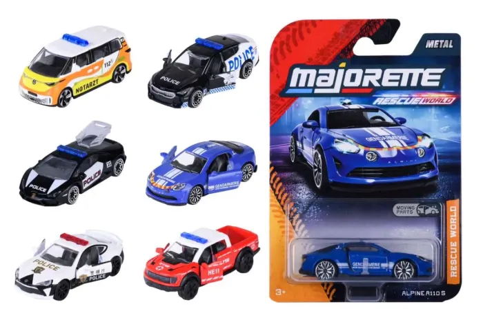 Coleção Completa 6 Carros Rescue World Premium Polícia Majorette 1:64 Metal Novo e Lacrado