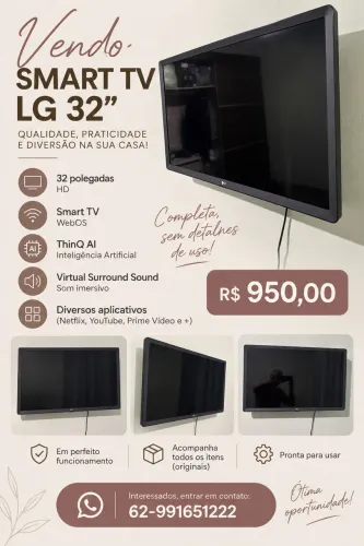 Smart TV LG 32? HD - Completa, Excelente Estado, Sem Detalhes de Uso