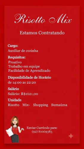 Vaga: Auxiliar de cozinha