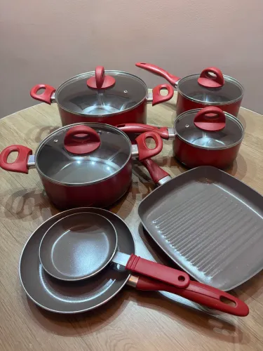 Jogo de Panelas Brinox Antiaderente Vermelho - 7 Peças (Praticamente Novo!)
