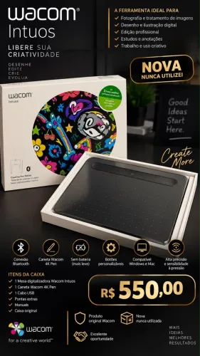 Mesa Digitalizadora Wacom Intuos Bluetooth - Nova / Nunca Usada