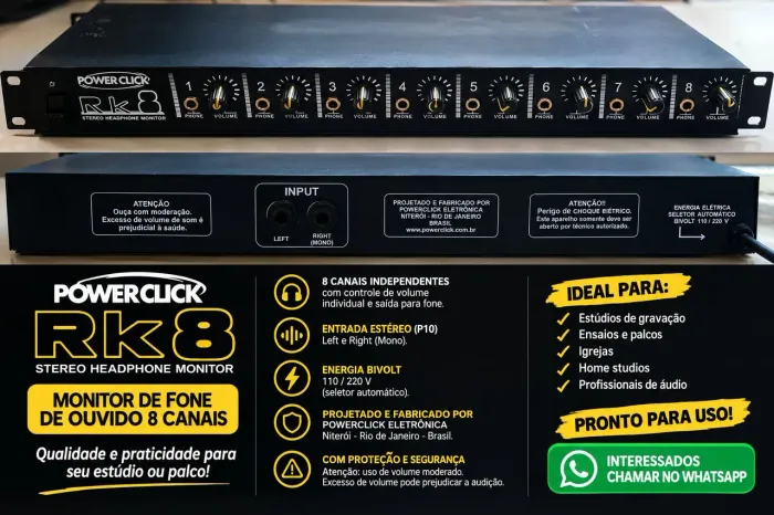 Amplificador de Fone 8 vias PowerClick