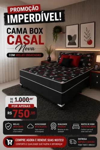 Promoção imperdível de 1000 por 750 cama box casal nova com molas ensacadas conjugada
