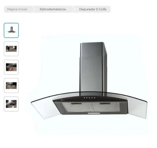 Coifa De Parede Fischer Talent Inox Vidro Curvo 90cm 