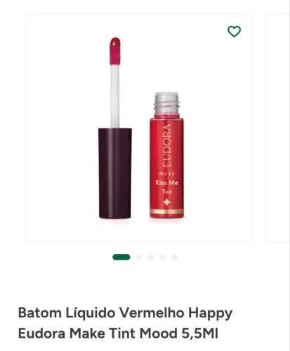 Batom Líquido Vermelho Happy Eudora Make Tint Mood 5,5Ml