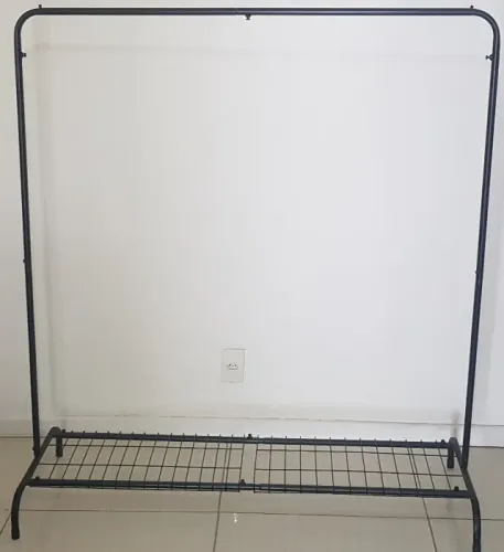 Arara Cabideiro Roupa Sapateira Preto Grande 126cm