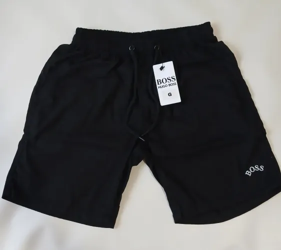 Shorts Masculino Hugo Boss Preto - Linho Premium - Logomarca Bordada