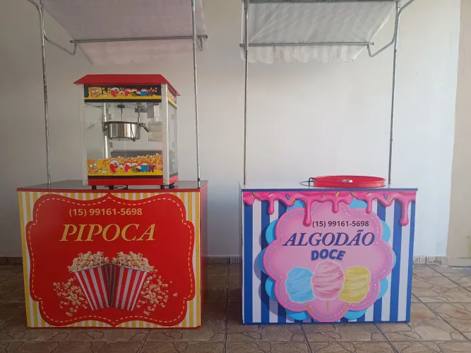 barraquinhas de pipoca e algodão doce para festas e eventos 