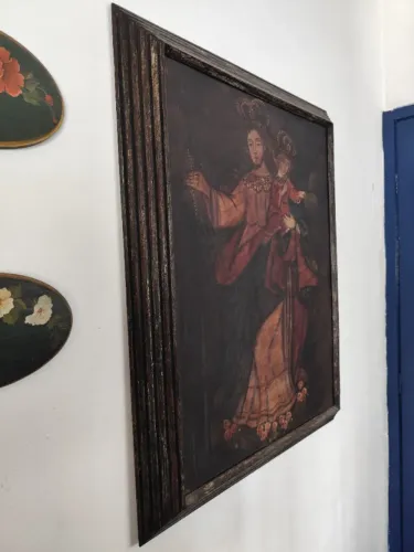 Quadro Escola Cusauenha Maria e Menino Jesus