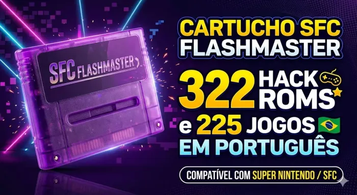 Cartucho (Hack Roms/SNES em Port) compatível com Super Nintendo e Super Famicom