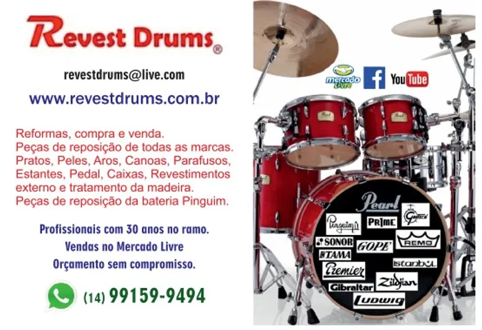 peças de bateria musical.    todas marcas . pinguim,    pearl, tama, gope 