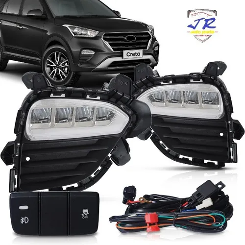 Kit Farol de Milha Creta 2016 2017 2018 2019 Led Drl e Seta Auxiliar Neblina
