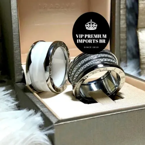 Aliança bvlgari com cerâmica branca 20 milesimos de ouro branco