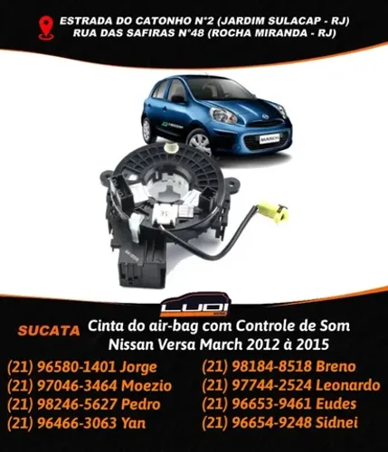 Cinta do air-bag com Controle de Som Nissan Versa March 2012 à 2015