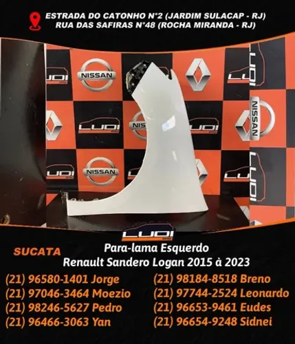Para-lama Esquerdo Renault Sandero Logan 2015 à 2023