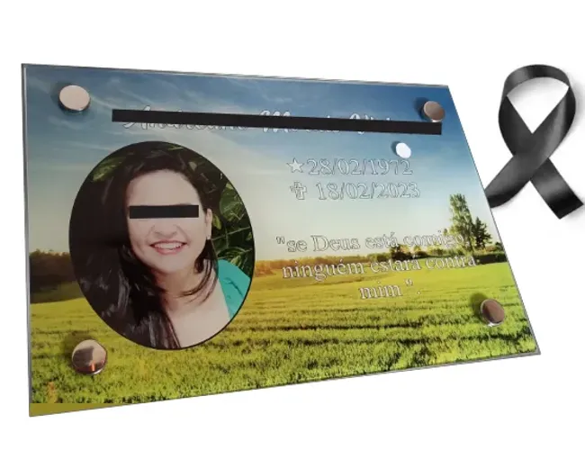 placa de tumulo com foto