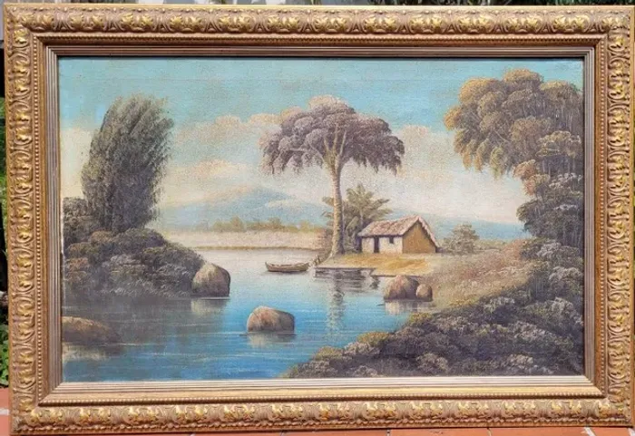Antigo quadro óleo sobre tela