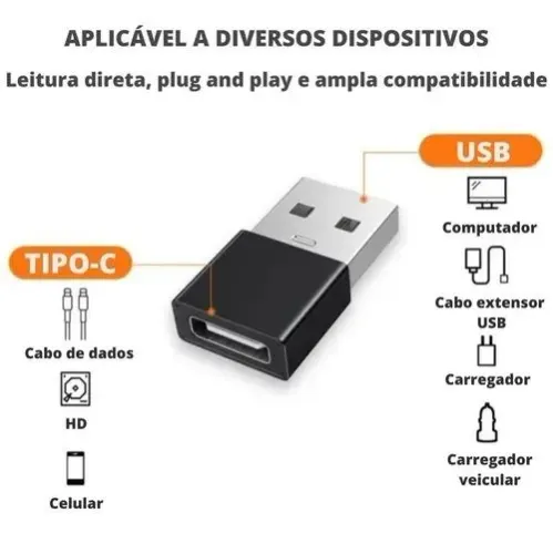 Adaptador USB para Tipo-C - Plug and Play - Compatibilidade Universal