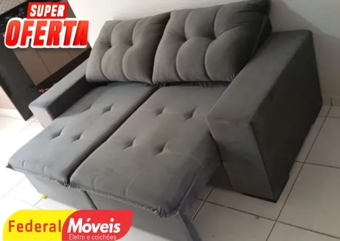 Sofá 2,00m Ret/Rec Veludo MEGA OFERTA 