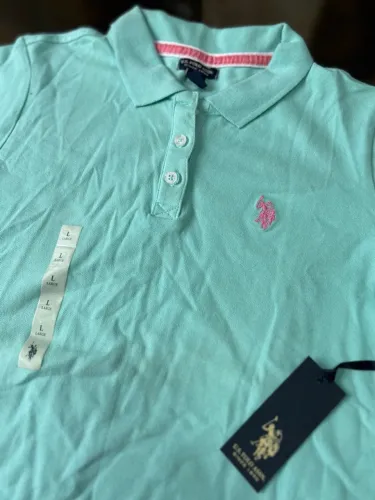 Camisa Polo US Polo Assn - Verde Claro - Tamanho G baby look - feminina