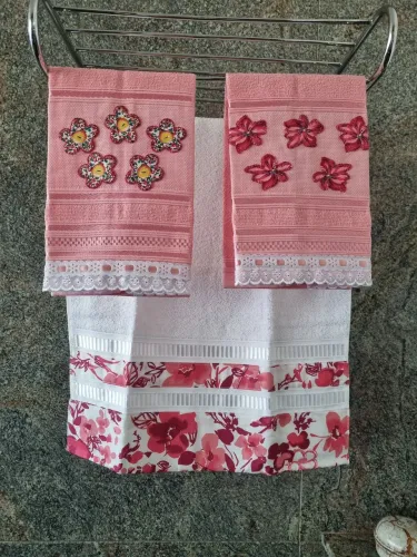 Kit 3 Toalhas Artesanais para Lavabo
