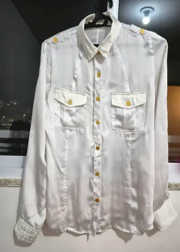camisa 100% poliéster calvin klein 40 (uma delícia de tecido)!- usado